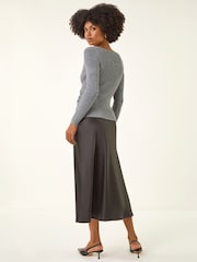 Roman Grey Wrap Button Detail Knit Jumper - Image 3 of 5