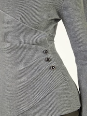 Roman Grey Wrap Button Detail Knit Jumper - Image 5 of 5