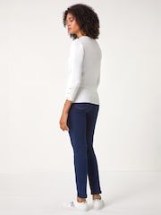 Roman White Diamante Button Scallop Edge Jumper - Image 3 of 5