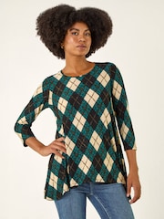 Roman Blue Jacquard Print Tunic Top - Image 1 of 5