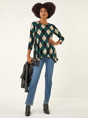 Roman Blue Jacquard Print Tunic Top - Image 2 of 5