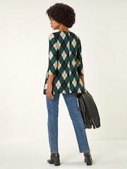 Roman Blue Jacquard Print Tunic Top - Image 3 of 5