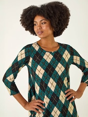 Roman Blue Jacquard Print Tunic Top - Image 4 of 5