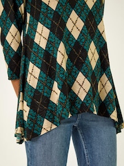 Roman Blue Jacquard Print Tunic Top - Image 5 of 5