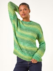 Roman Green Spacedye Stripe Crew Neck Jumper - Image 1 of 5