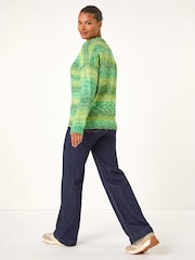 Roman Green Spacedye Stripe Crew Neck Jumper - Image 4 of 5
