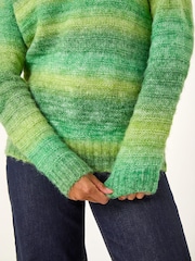 Roman Green Spacedye Stripe Crew Neck Jumper - Image 5 of 5