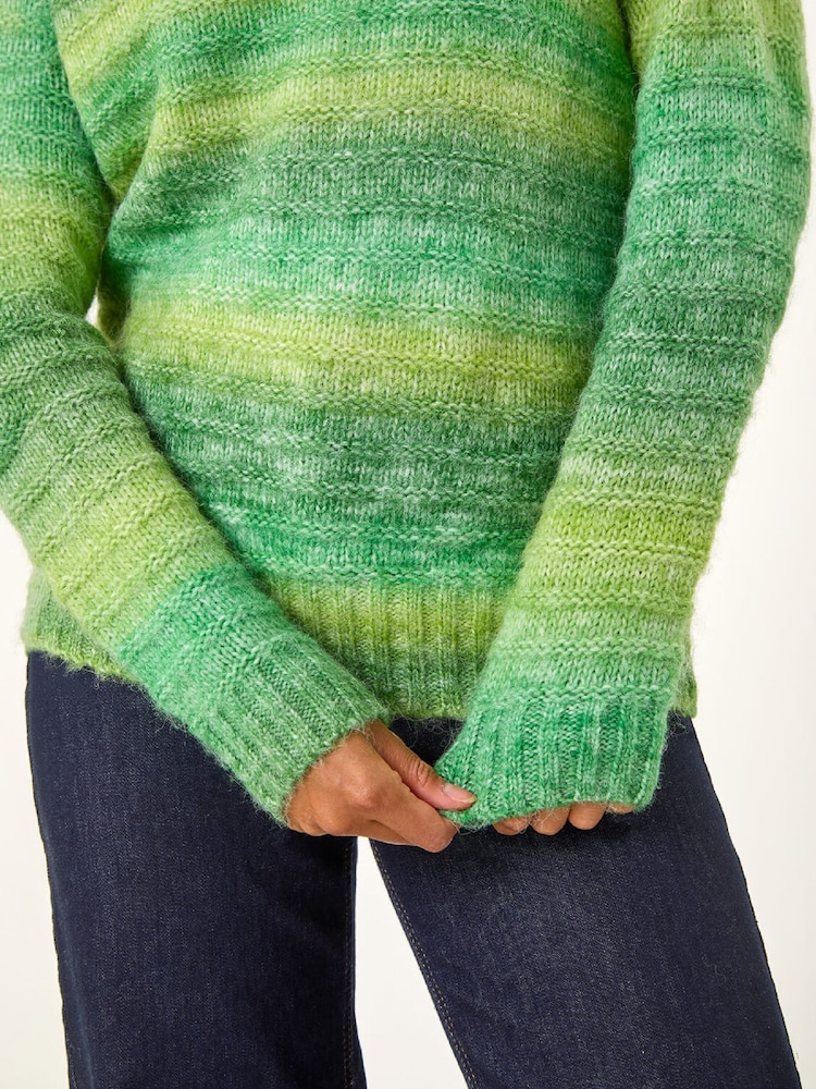 Roman Green Spacedye Stripe Crew Neck Jumper - Image 5 of 5