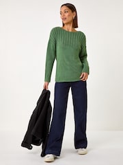 Roman Green Yoke Stitch Detail Jumper - Image 1 of 5