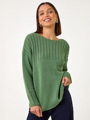 Roman Green Yoke Stitch Detail Jumper - Image 2 of 5