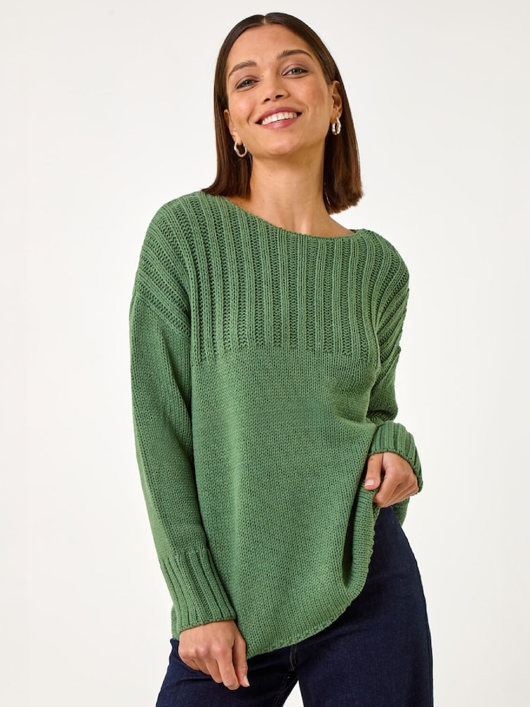 Roman Green Yoke Stitch Detail Jumper - Image 2 of 5