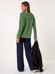 Roman Green Yoke Stitch Detail Jumper - Image 3 of 5