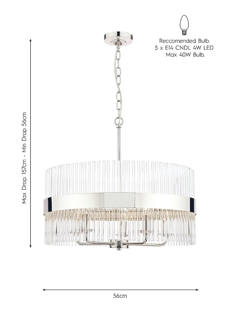 Laura Ashley Chrome Alexa Pendant 5 Light Ceiling Light - Image 5 of 5