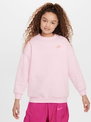 Розовый с принтом пены - Флисовый свитшот свободного кроя Nike Club - Image 1 of 4