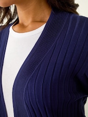 Roman Blue Longline Stretch Ribbed Cardigan - Image 5 of 5
