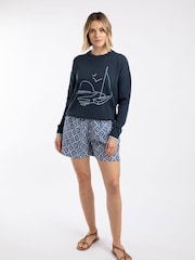 Weird Fish Blue Lauro Embroidered Crew Knit Jumper - Image 3 of 7