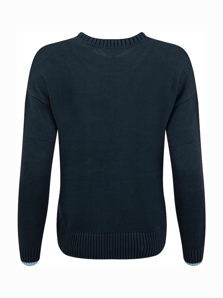 Weird Fish Blue Lauro Embroidered Crew Knit Jumper - Image 7 of 7