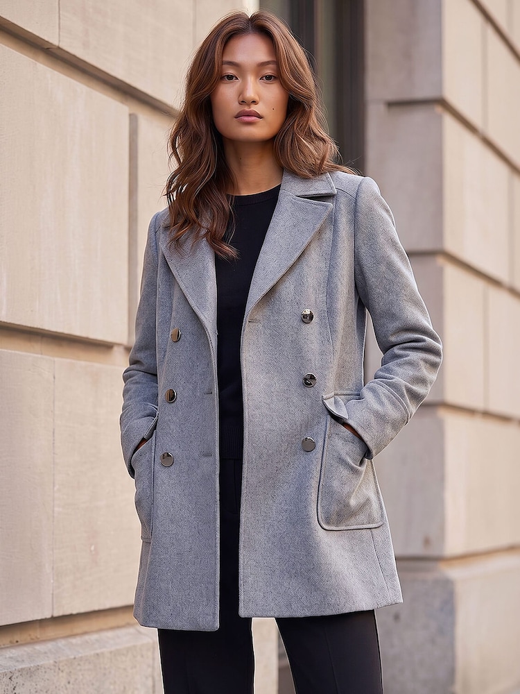 Roman Grey Double Breasted Longline Coat - Image 2 of 4 Roman Grey Double Breasted Longline Coat - Image 2 of 4