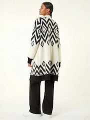 Roman Black Argyle Longline Knit Cardigan - Image 2 of 5