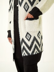 Roman Black Argyle Longline Knit Cardigan - Image 5 of 5