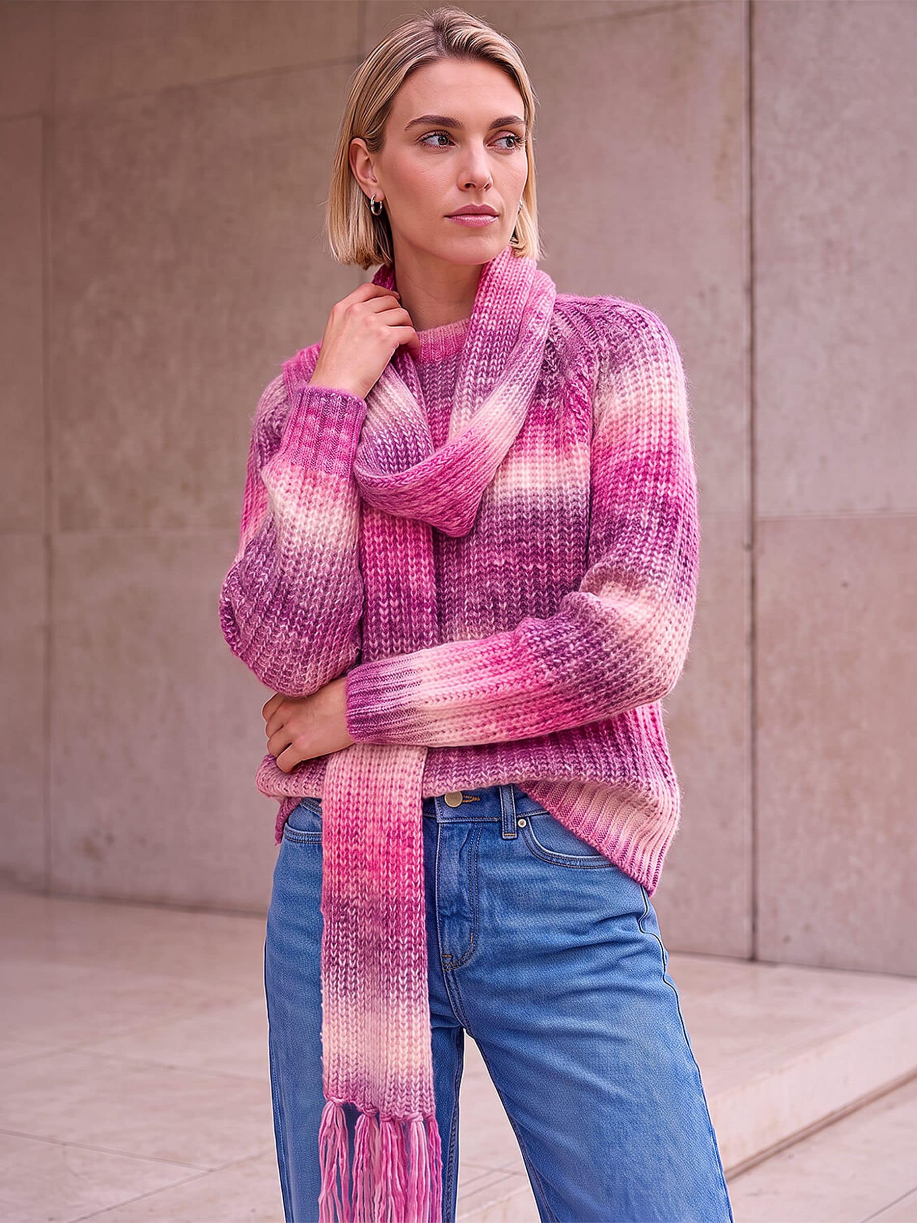 Roman Women's Pink Ombre Knit Scarf & Jumper In | : Size 20 - Image 4