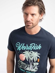Weird Fish Blue Palm Island Front Print Graphic T-Shirt - Image 4 of 6