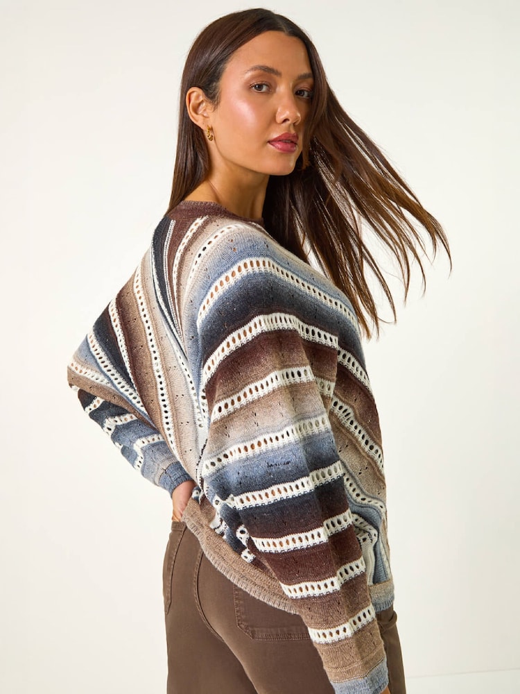 Roman Brown Chevy Stitch Detail Jumper - Image 2 of 5