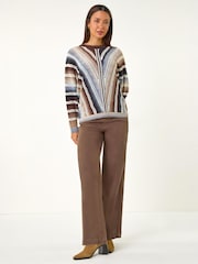 Roman Brown Chevy Stitch Detail Jumper - Image 3 of 5