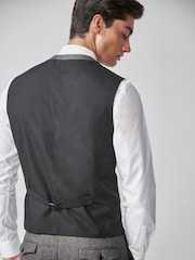 Grey Regular Fit Nova Fides Wool Blend Herringbone Suit Waistcoat - Image 2 of 6