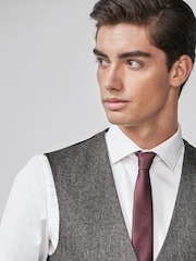 Grey Regular Fit Nova Fides Wool Blend Herringbone Suit Waistcoat - Image 3 of 6