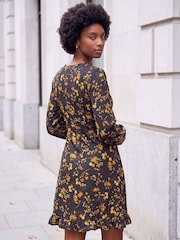 Roman Yellow Floral Print Frill Stretch Dress - Image 4 of 4