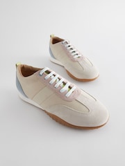 Grey Signature Leather Slim Sole Retro Trainers - Image 1 of 5