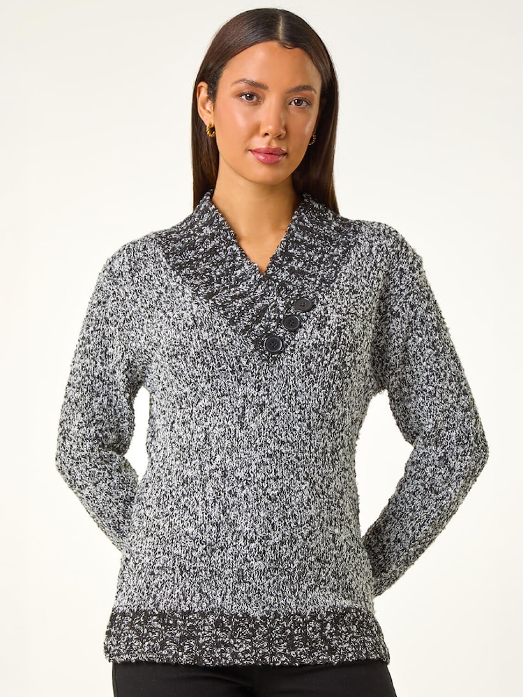 Roman Grey Textured Overlap Jumper - Image 1 of 5