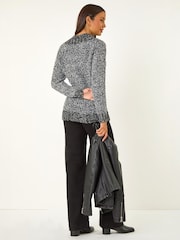 Roman Grey Textured Overlap Jumper - Image 3 of 5