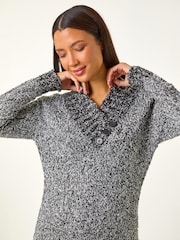 Roman Grey Textured Overlap Jumper - Image 4 of 5