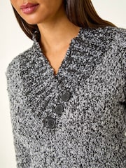 Roman Grey Textured Overlap Jumper - Image 5 of 5