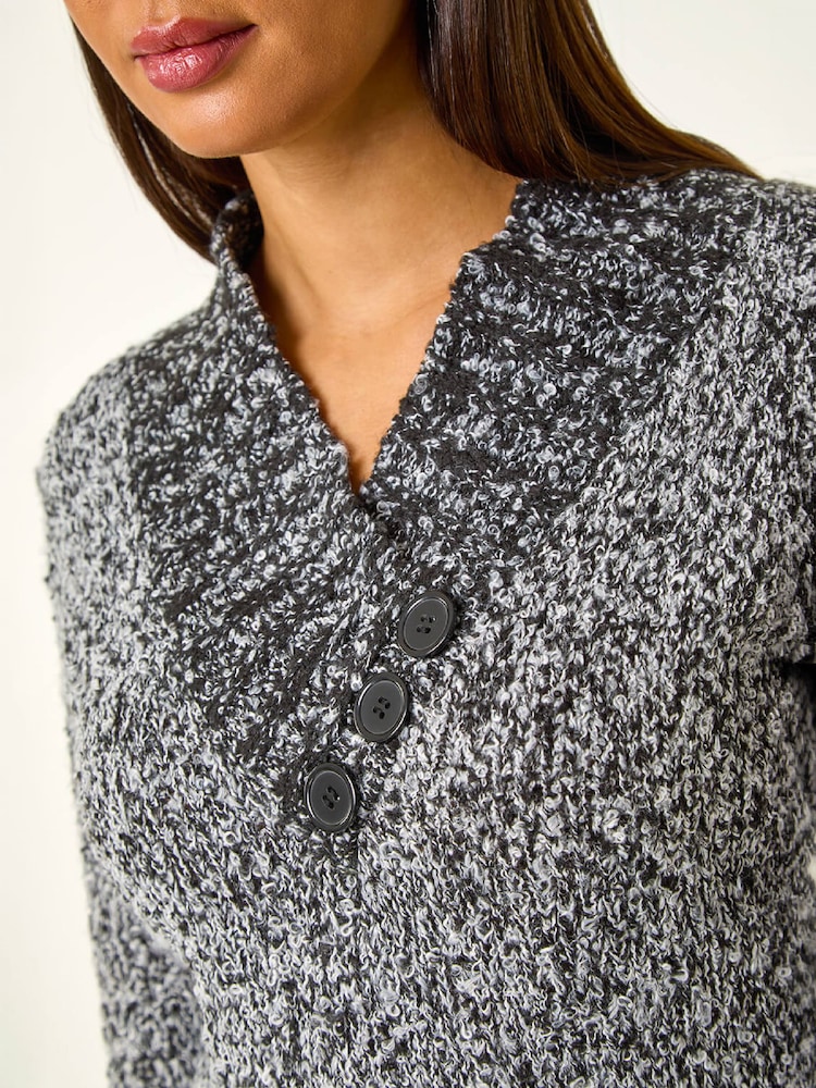 Roman Grey Textured Overlap Jumper - Image 5 of 5