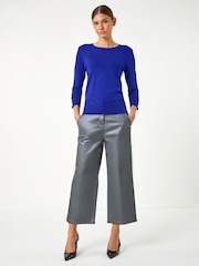 Roman Blue Diamante Button Scallop Edge Jumper - Image 4 of 5