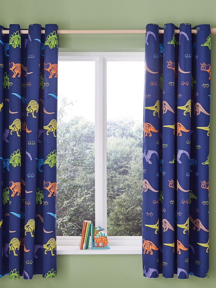Catherine Lansfield Natural Prehistoric Dinosaurs Reversible Lined Curtains - Image 3 of 3