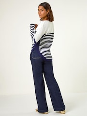 Roman White Stripe Zip Front Ribbed Knit Jumper - Image 2 of 5