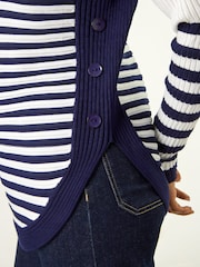 Roman White Stripe Zip Front Ribbed Knit Jumper - Image 5 of 5