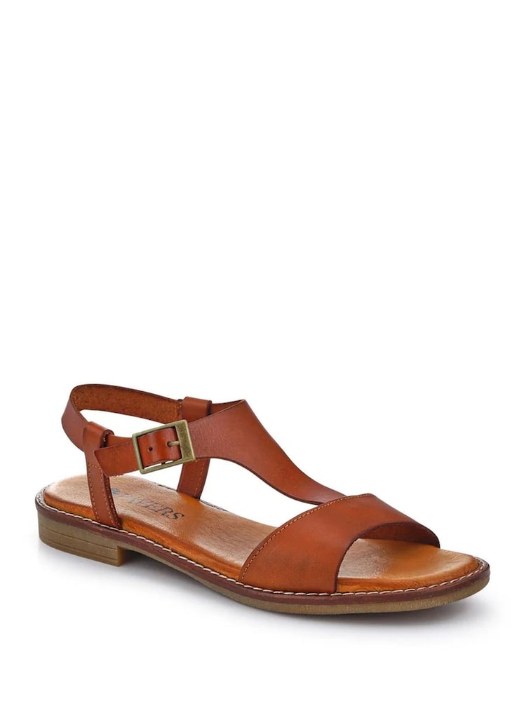 Pavers Brown All-Leather Buckled Sandals - Image 2 of 6