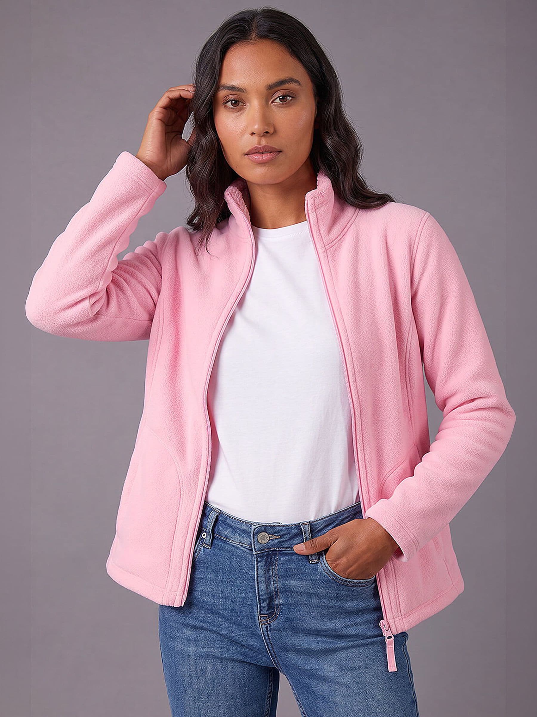 Roman Women's Reversible Fleece Zip Jacket in Pink | Size: 18 - Image 4