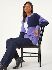 Roman Purple Colour Block Knit Jumper - Image 1 of 5
