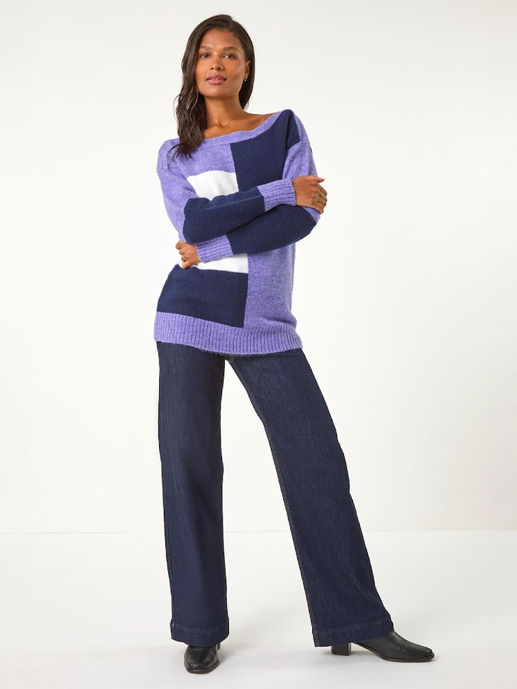 Roman Purple Colour Block Knit Jumper - Image 2 of 5
