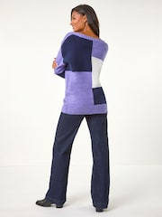 Roman Purple Colour Block Knit Jumper - Image 3 of 5