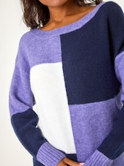 Roman Purple Colour Block Knit Jumper - Image 5 of 5