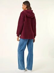 Roman Red Hooded Borg Zip Through Jacket - Image 3 of 5