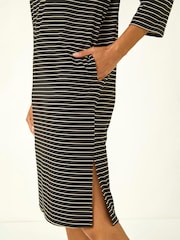 Roman Black Stripe Jersey Stretch T-Shirt Dress - Image 5 of 5