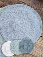 Mary Berry 4 Pack Green Signature 100% Cotton Coasters - Image 1 of 4
